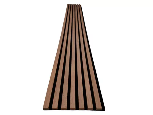 Fa hatású lamella falburkolat, hangszigetelő filc hátlappal (260cmx30cmx1,7 cm) - bronz tölgy+fekete
