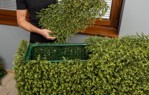 Természetes Hatású Térelválasztó Mű Sövényfal 1x1m - Buxus