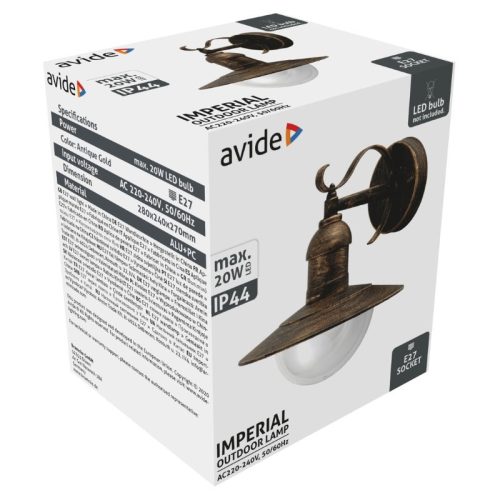 Imperial antik fali lámpa kültérre E27, antik arany