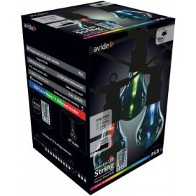   Kültéri RGB izzósor 5m, 10db fényforrás, PAPAYA, távirányítóval