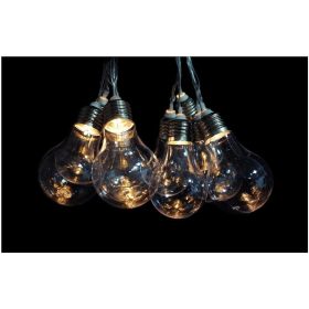   Napelemes fényfüzér 5m, 10db meleg fehér LED, áttetsző gömb