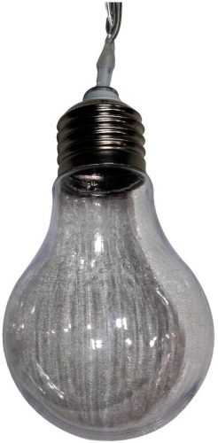 Napelemes fényfüzér 5m, 10db meleg fehér LED, áttetsző gömb