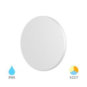 PALERMO modern, fehér, kerek, IP65 vízálló fali lámpa "halo" effektussal és CCT funkcióval