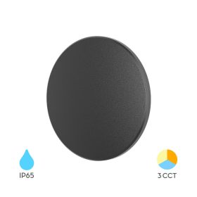 PALERMO modern, fekete, kerek, IP65 vízálló fali lámpa "halo" effektussal és CCT funkcióval