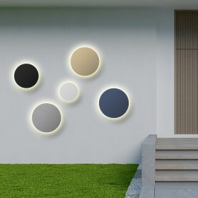 PALERMO modern, szürke, IP65 vízálló fali lámpa "halo" effektussal és CCT fehér fénnyel