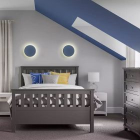 PALERMO modern, kék színű, IP65 vízálló fali lámpa "halo" effektussal és CCT fehér fénnyel 12W