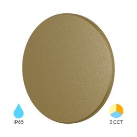 PALERMO modern, arany színű, IP65 vízálló fali lámpa "halo" effektussal és CCT fehér fénnyel 12W