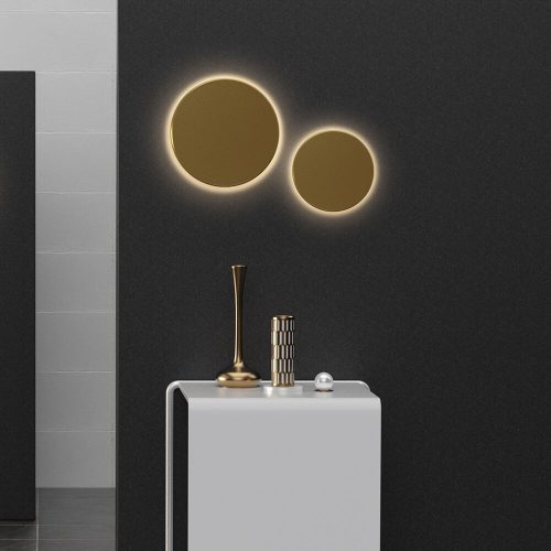 PALERMO modern, arany színű, IP65 vízálló fali lámpa "halo" effektussal és CCT fehér fénnyel 12W