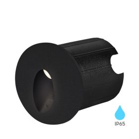 VECTOR modern, fekete, kerek, falon kívüli LED lépcsővilágító IP65 védelemmel