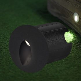 VECTOR modern, fekete, kerek, falon kívüli LED lépcsővilágító IP65 védelemmel