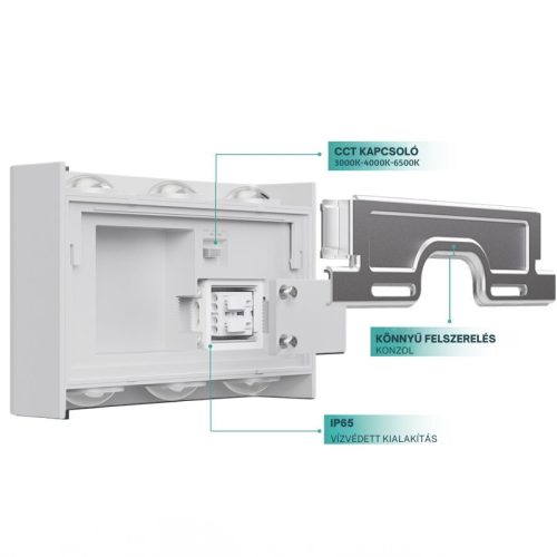 VECTOR modern, fehér, IP65 vízálló fali lámpa állítható színhőmérséklettel