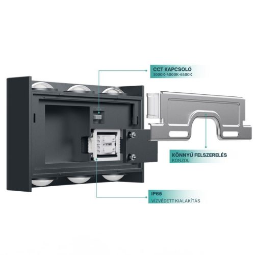 VECTOR modern, antracit, IP65 vízálló fali lámpa állítható színhőmérséklettel