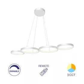 NELA modern, fehér, kör alakú LED függeszték távirányítóval, dimmelhető és CCT funkcióval