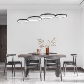 NELA modern, fekete, kör alakú LED függeszték távirányítóval, dimmelhető és CCT funkcióval