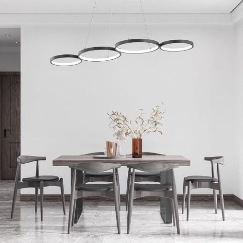 NELA modern, fekete, kör alakú LED függeszték távirányítóval, dimmelhető és CCT funkcióval