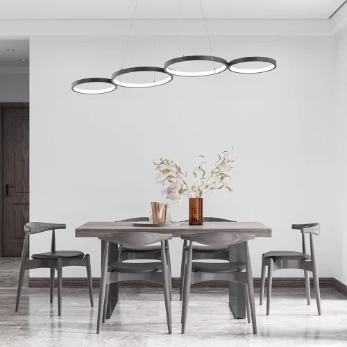 NELA modern, fekete, kör alakú LED függeszték távirányítóval, dimmelhető és CCT funkcióval