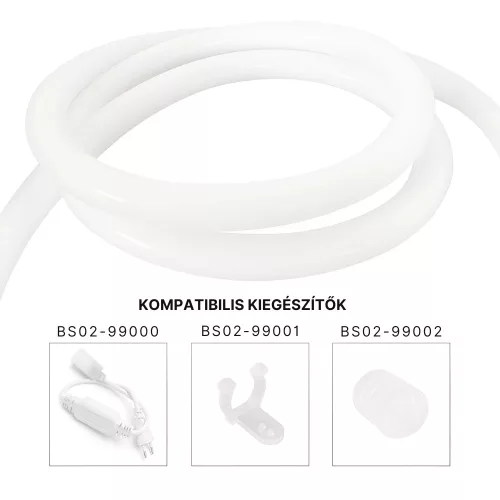 Braytron BS02-00020 EcoLine D14 220V-os körkeresztmetszetű kültéri IP65 vízálló LED fénykábel 360 fokos meleg fehér fénnyel