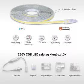   COBLINE COB LED szalag 220V, 6500K Hideg fehér, 12W/m, 1250lm/m 360LED/m, 10mm, IP65 - Braytron