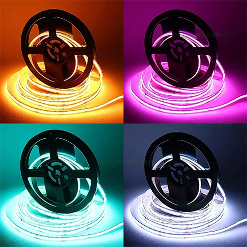 12V-os Prémium RGB színváltós COB LED szalag folyamatos, pöttymentes fénnyel
