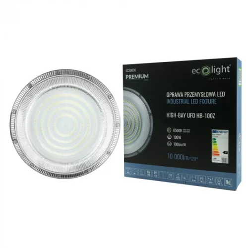 PRÉMIUM HighBay LED UFO csarnokvilágító 100W 6500K 10000lm 90° 3 év garancia