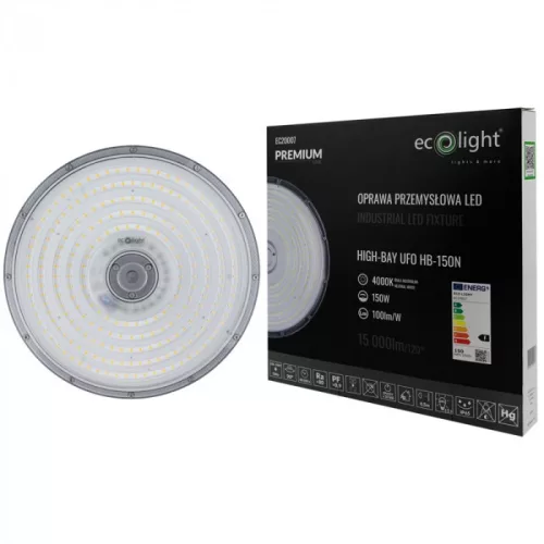 PRÉMIUM HighBay LED UFO csarnokvilágító 150W 4000K 15000lm 90° 3 év garancia
