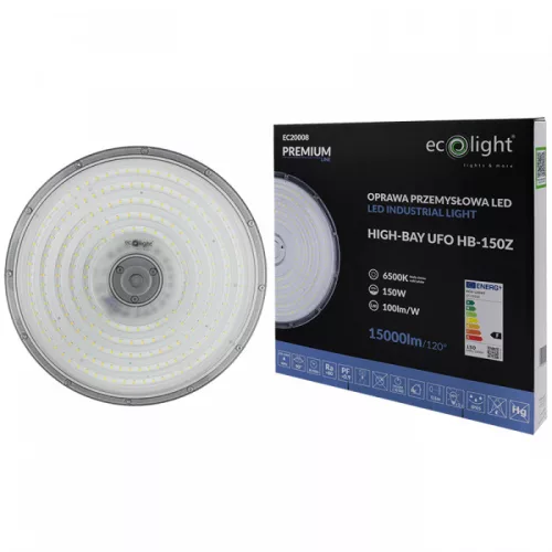 PRÉMIUM HighBay LED UFO csarnokvilágító 150W 6500K 15000lm 90° 3 év garancia