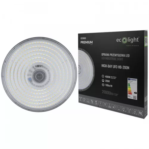 PRÉMIUM HighBay LED UFO csarnokvilágító 200W 4000K 20000lm 90° 3 év garancia