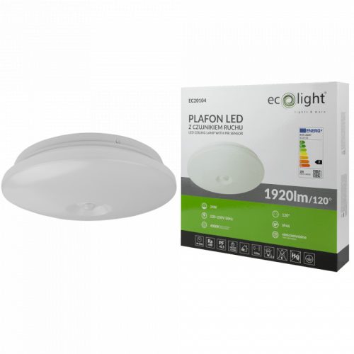 Kültéri szenzoros mennyezeti lámpa 24W 1920lm Ø38cm 4000K