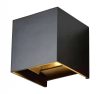 Modern antracit színű, fel-le világító kocka formájú kültéri fali lámpa