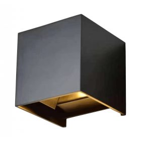Modern antracit színű, fel-le világító kocka formájú kültéri fali lámpa