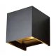 Modern antracit színű, fel-le világító kocka formájú kültéri fali lámpa