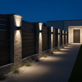 Modern antracit színű, fel-le világító kocka formájú kültéri fali lámpa