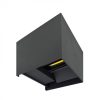 Modern antracit színű, fel-le világító kocka formájú kültéri fali lámpa