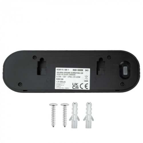 RGBW napelemes fali lámpa 16x4,9cm 600mAh beépített akkumulátorral