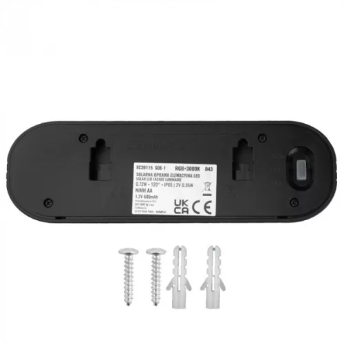 RGBW napelemes fali lámpa 16x4,9cm 600mAh beépített akkumulátorral