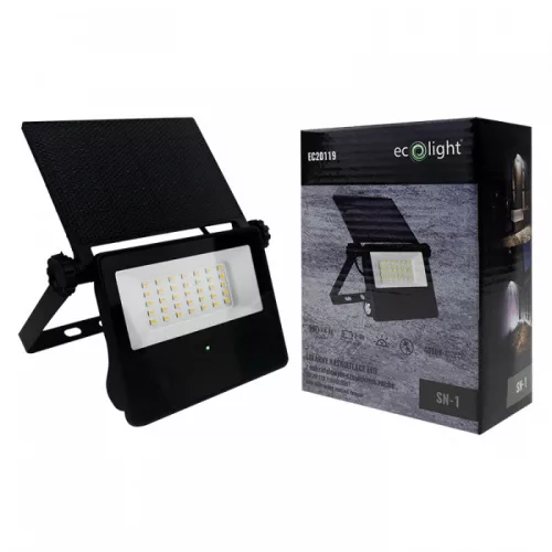 LED Napelemes Fali Reflektor Mozgásérzékelővel 4000K 670 lumen IP65 - Eco light