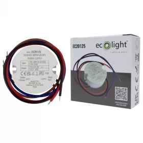 Kerek, 20W-os, IP67 vízálló LED tápegység, 60-as szerelvénydobozba építhető kivitelben