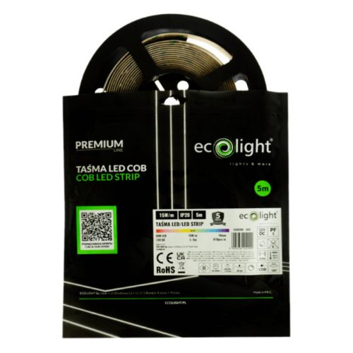 12V-os RGB színváltós COB LED szalag pöttymentes, egybefüggő fénnyel