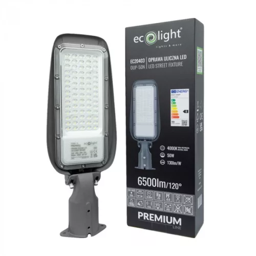 PRÉMIUM utcai LED lámpa 50W 6500lm 4000K 130lm/W 3 év garancia