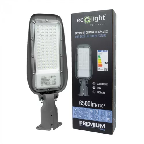 PRÉMIUM utcai LED lámpa 50W 6500lm 6500K 130lm/W 3 év garancia