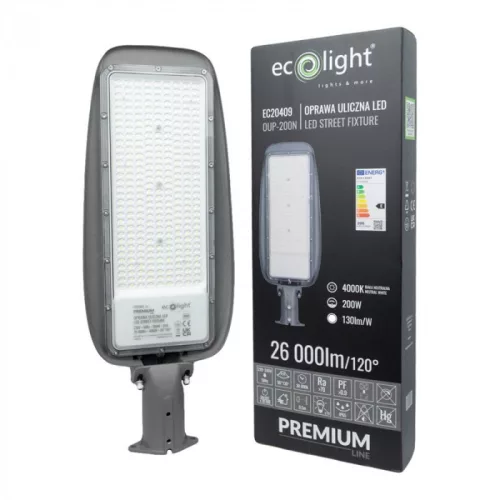 PRÉMIUM utcai LED lámpa 200W 26000lm 4000K 130lm/W 3 év garancia