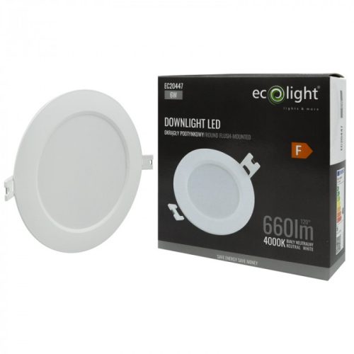 Beépíthető kör LED panel 6W 660lm 4000K Ø120mm IP20 - Eco Light