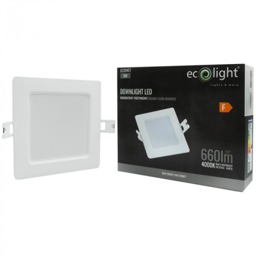 Beépíthető LED panel 6W 660lm 4000K 120x120mm IP20 négyzet - Eco Light