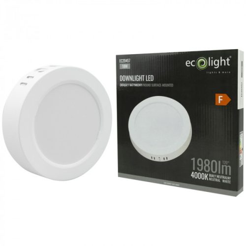 Felületre szerelhető LED panel Kör 18W 1980lm 4000K Ø220mm IP20-Eco Light