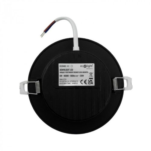 Beépíthető fekete kör LED panel 6W 660lm 4000K Ø120mm IP20 - Eco Light