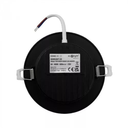 Beépíthető fekete kör LED panel 6W 660lm 4000K Ø120mm IP20 - Eco Light