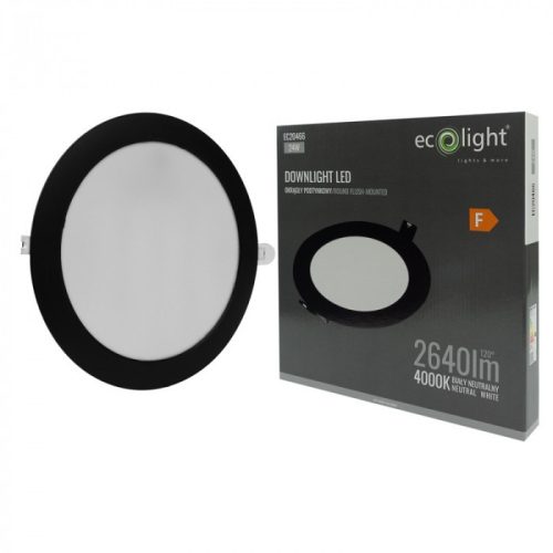 Beépíthető fekete kör LED panel 24W 2640lm 4000K Ø295mm IP20 - Eco Light