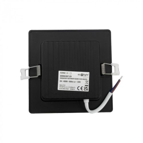 Beépíthető fekete LED panel 6W 660lm 4000K 120x120mm IP20 négyzet - Eco Light