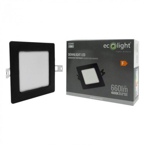 Beépíthető fekete LED panel 6W 660lm 4000K 120x120mm IP20 négyzet - Eco Light