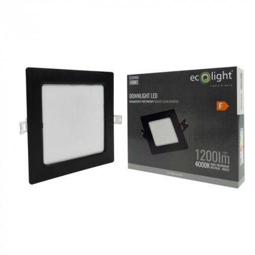 Beépíthető fekete LED panel 12W 1200lm 4000K 170x170mm IP20 négyzet - Eco Light